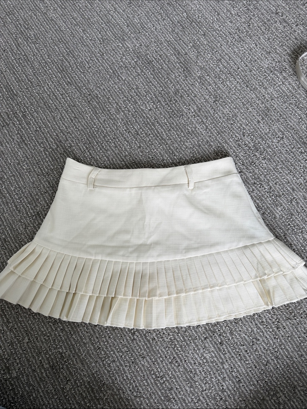 Classic Cream Pleated Mini Skirt